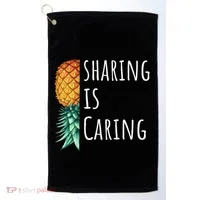 Funny Sharing Is Caring Upside Down Pineapple Swinger Golf Towel thumb 0
