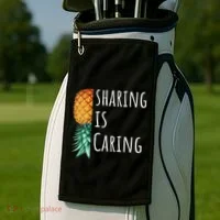 Funny Sharing Is Caring Upside Down Pineapple Swinger Golf Towel thumb 2
