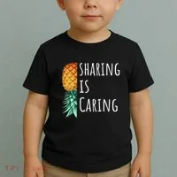 Funny Sharing Is Caring Upside Down Pineapple Swinger Toddler T-Shirt thumb 2