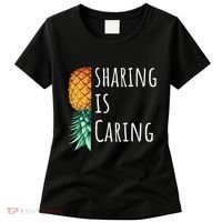Funny Sharing Is Caring Upside Down Pineapple Swinger Women's T-Shirt thumb 0