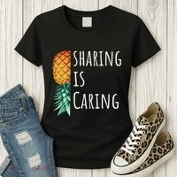 Funny Sharing Is Caring Upside Down Pineapple Swinger Women's T-Shirt thumb 3