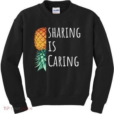Funny Sharing Is Caring Upside Down Pineapple Swinger Kids Sweatshirt