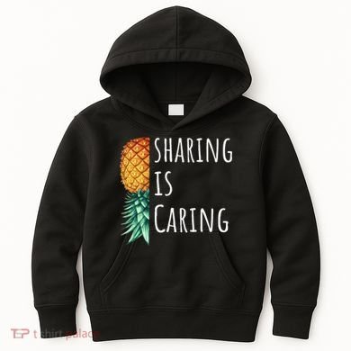 Funny Sharing Is Caring Upside Down Pineapple Swinger Kids Hoodie