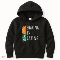 Funny Sharing Is Caring Upside Down Pineapple Swinger Kids Hoodie thumb 0