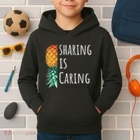 Funny Sharing Is Caring Upside Down Pineapple Swinger Kids Hoodie thumb 2