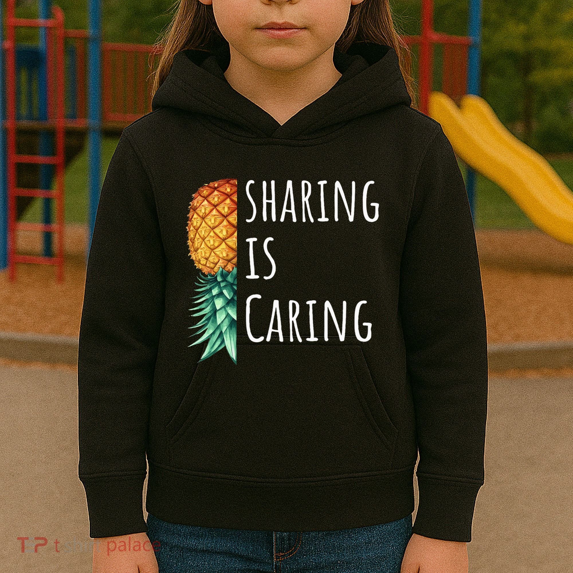 Funny Sharing Is Caring Upside Down Pineapple Swinger Kids Hoodie