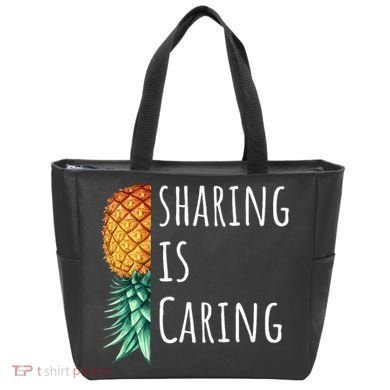 Funny Sharing Is Caring Upside Down Pineapple Swinger Tote Bag