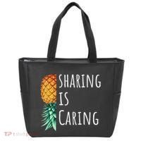 Funny Sharing Is Caring Upside Down Pineapple Swinger Tote Bag thumb 0