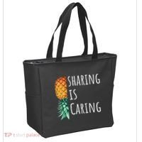Funny Sharing Is Caring Upside Down Pineapple Swinger Tote Bag thumb 2