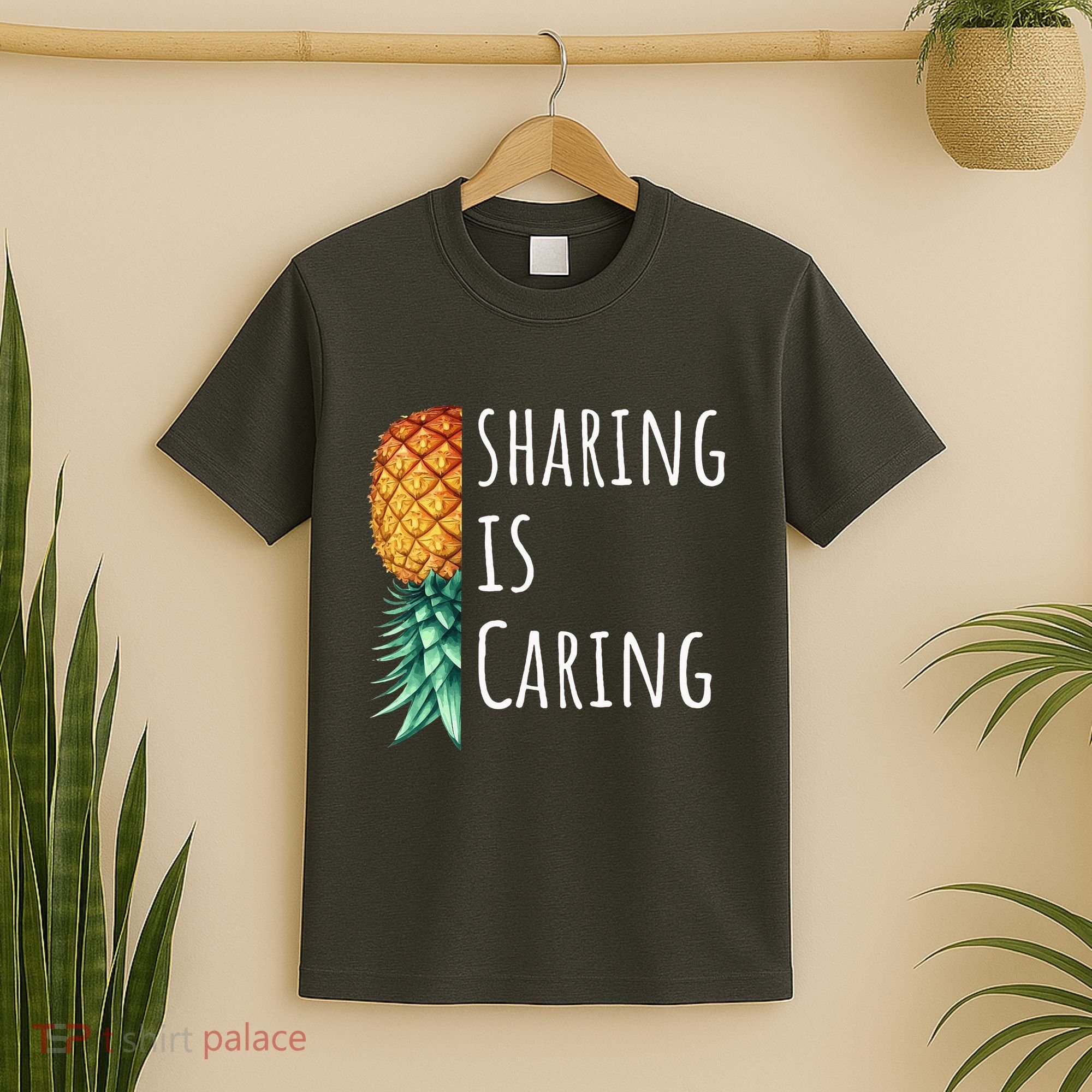 Funny Sharing Is Caring Upside Down Pineapple Swinger T-Shirt