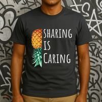 Funny Sharing Is Caring Upside Down Pineapple Swinger T-Shirt thumb 3