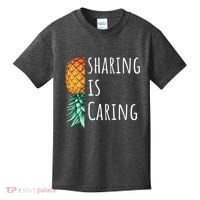 Funny Sharing Is Caring Upside Down Pineapple Swinger Kids T-Shirt thumb 0