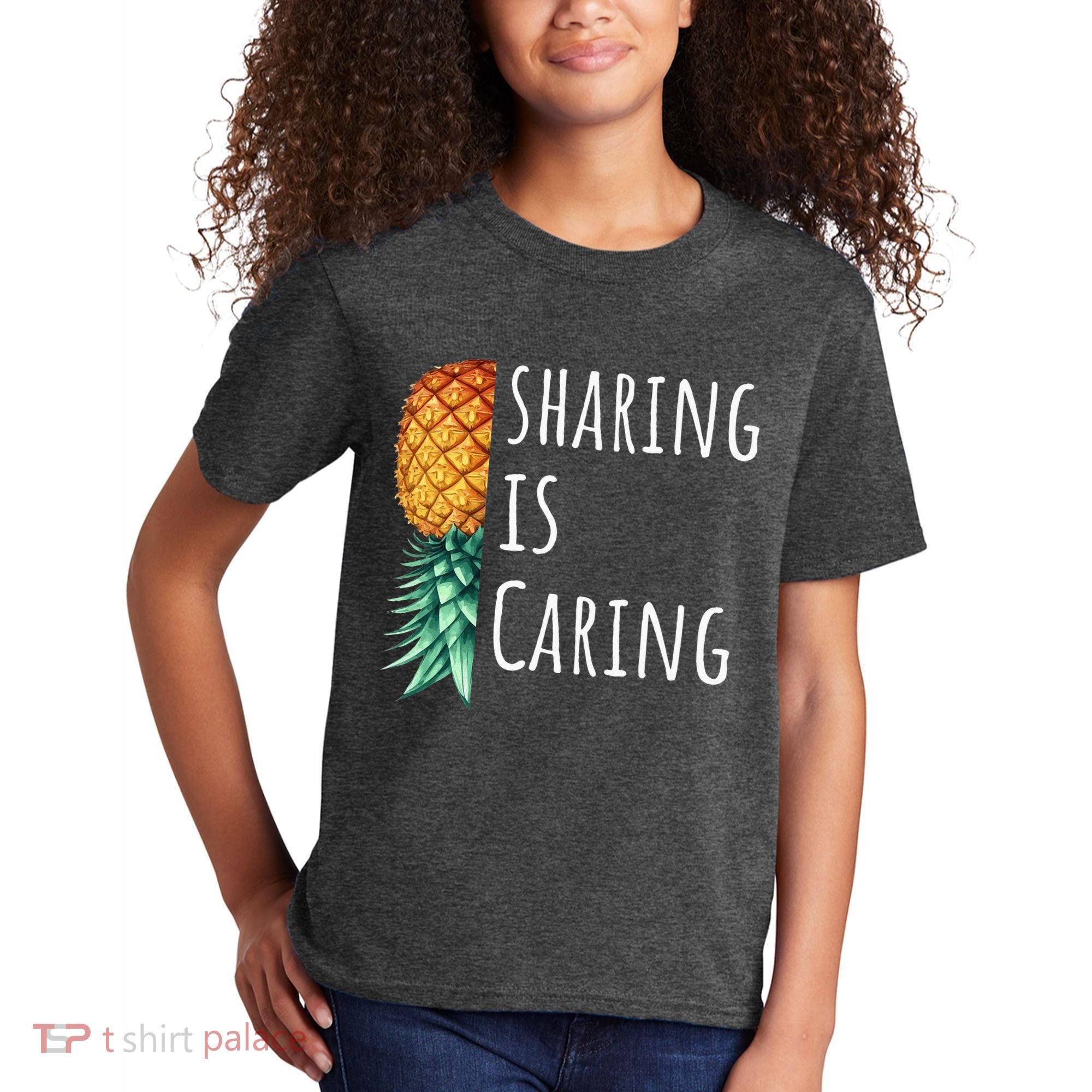 Funny Sharing Is Caring Upside Down Pineapple Swinger Kids T-Shirt