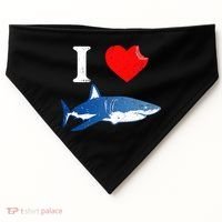 Funny Shark I Love Shark Shark Lover Shark USA-Made Doggie Bandana thumb 0