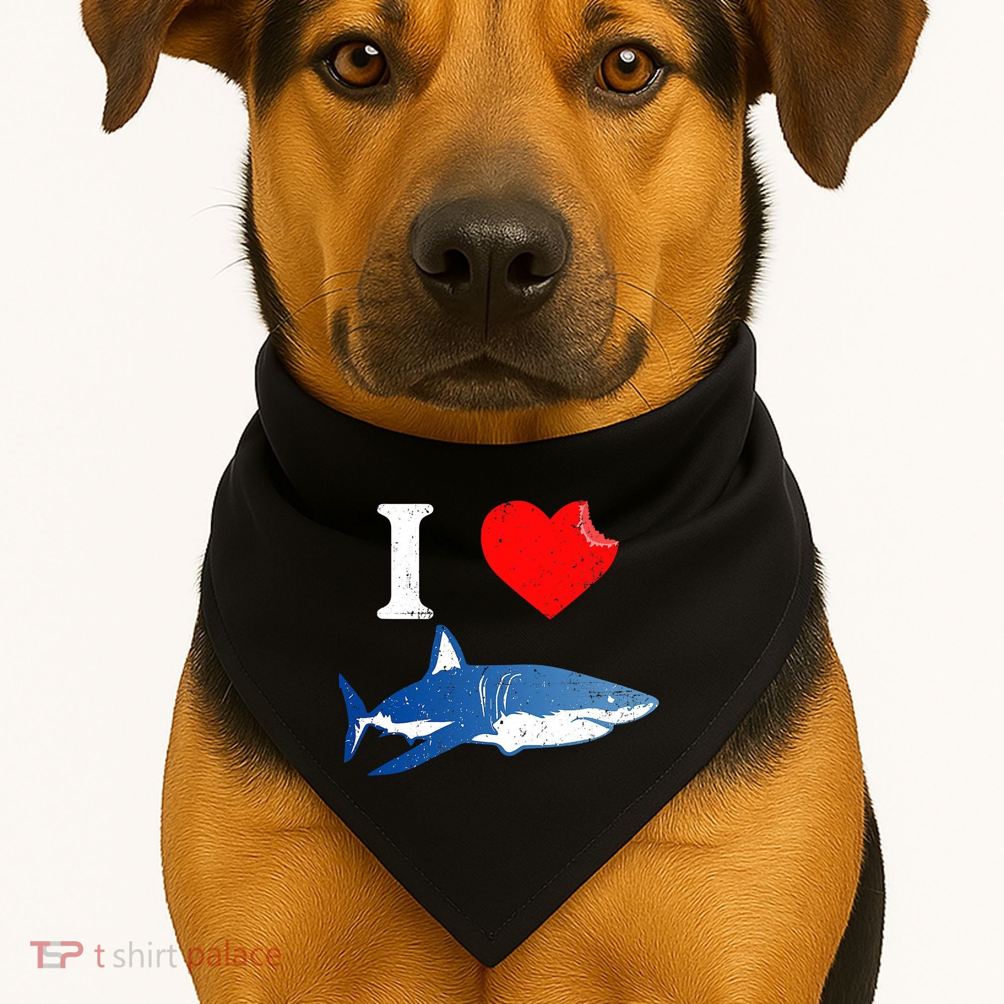 Funny Shark I Love Shark Shark Lover Shark USA-Made Doggie Bandana