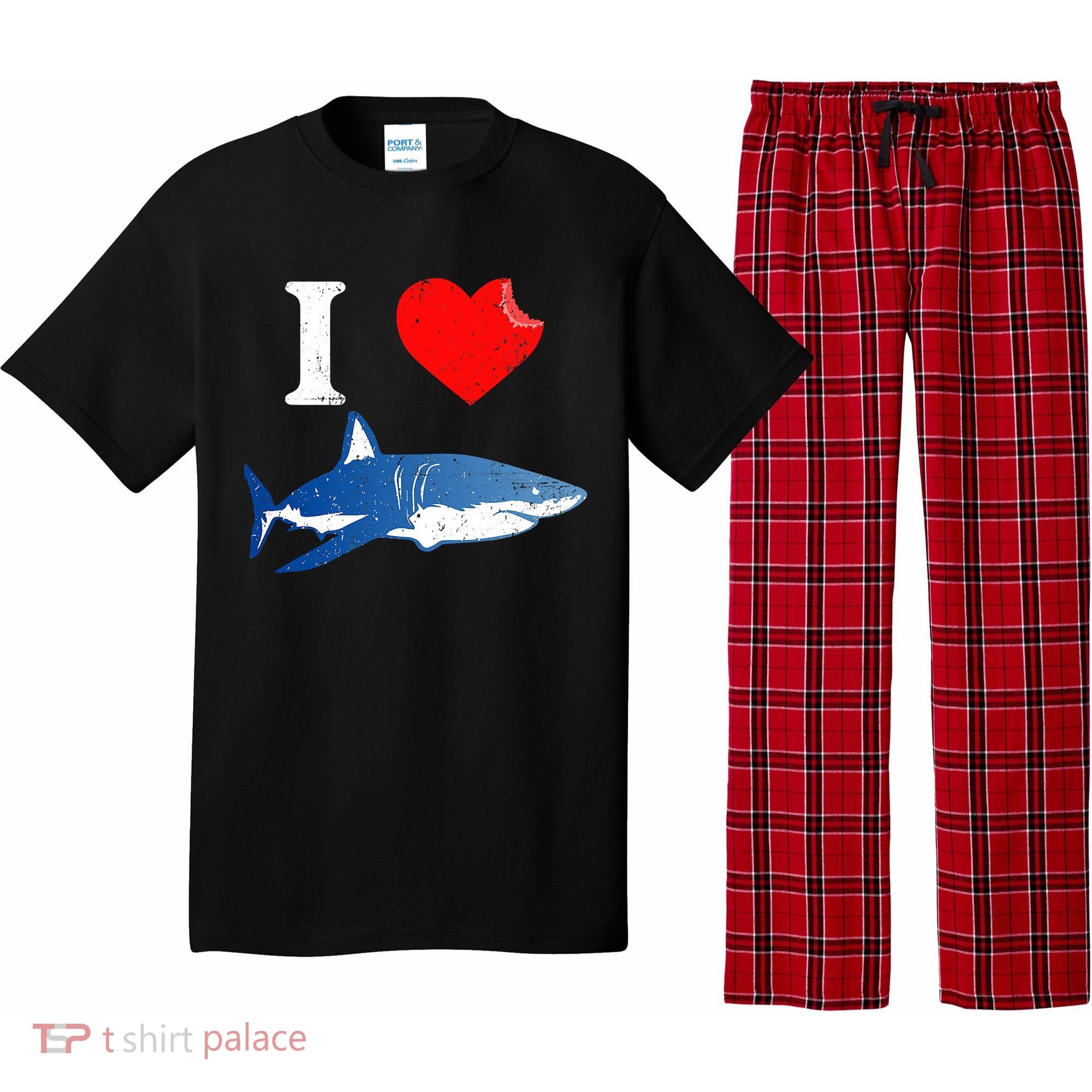 Funny Shark I Love Shark Shark Lover Shark Pajama Set