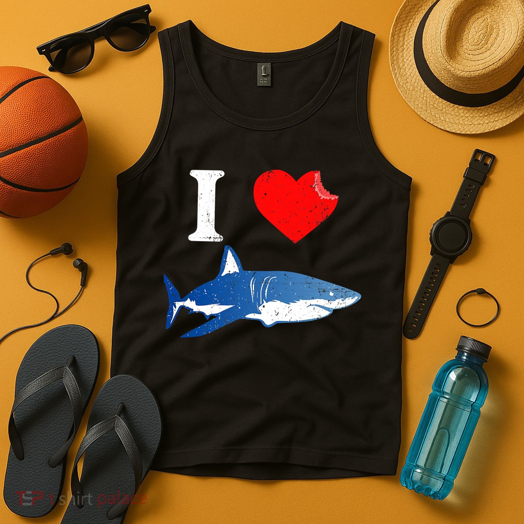 Funny Shark I Love Shark Shark Lover Shark Tank Top