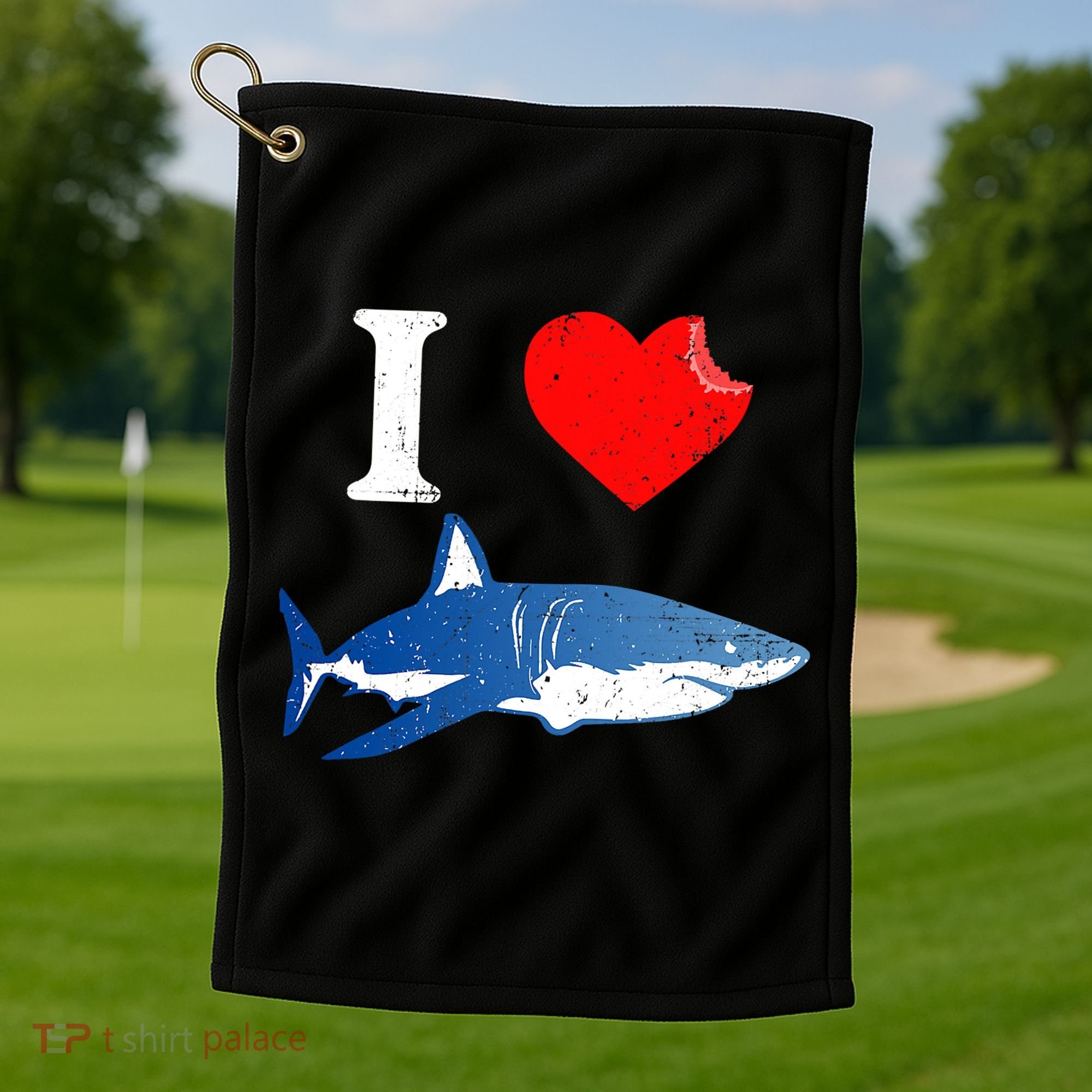 Funny Shark I Love Shark Shark Lover Shark Golf Towel