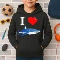 Funny Shark I Love Shark Shark Lover Shark Kids Hoodie thumb 2