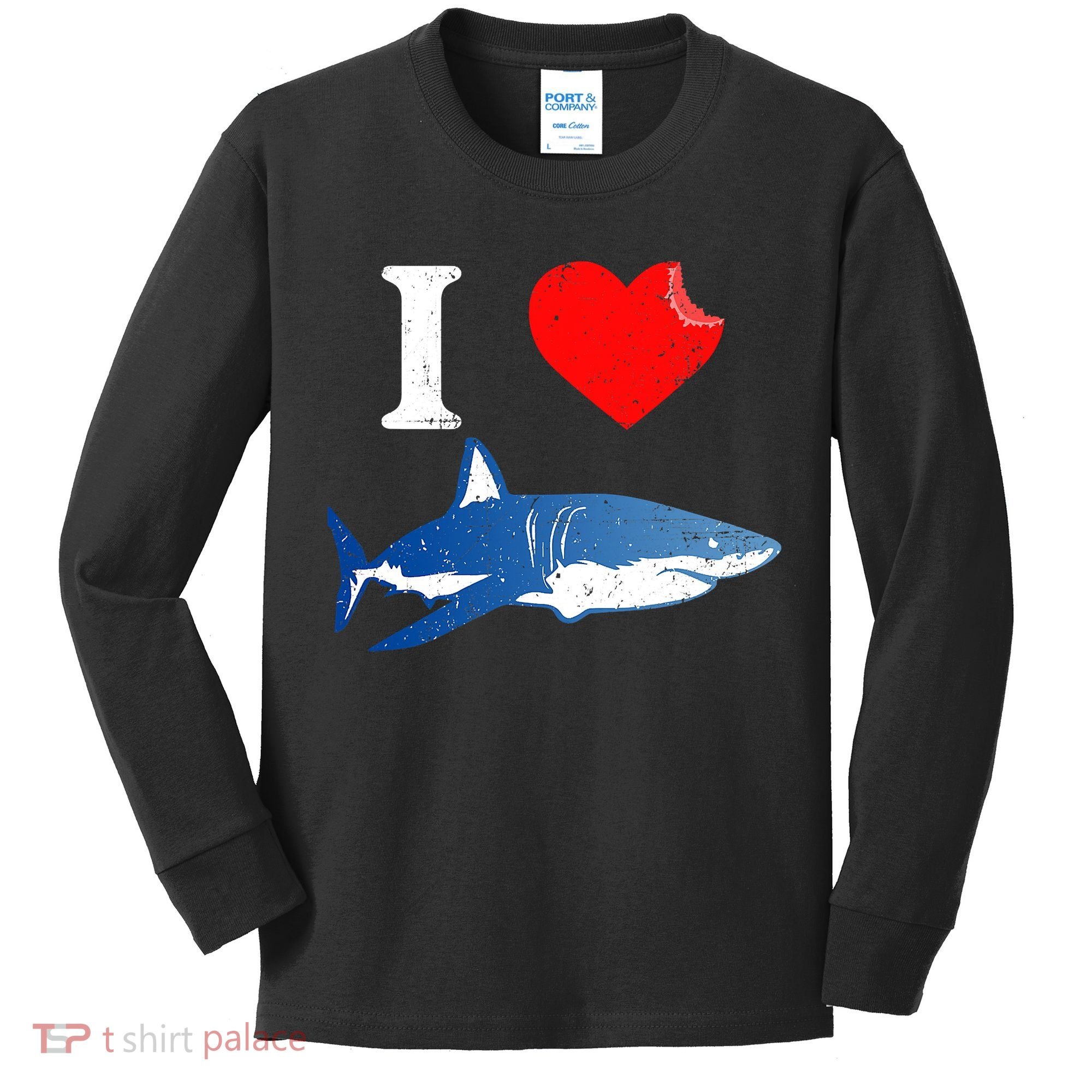 Funny Shark I Love Shark Shark Lover Shark Kids Long Sleeve Shirt