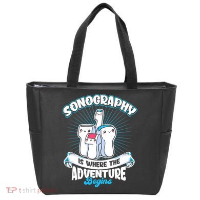 Funny Sonography Is Where The Adventure Begins Ultrasound Tech Tote Bag