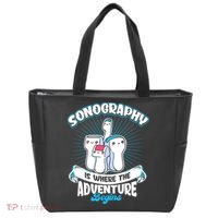 Funny Sonography Is Where The Adventure Begins Ultrasound Tech Tote Bag thumb 0