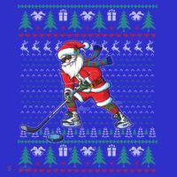 Funny Santa Ice Hockey Player Ugly Sweater Christmas Hockey Gift Long Sleeve Shirt thumb 2