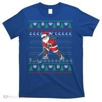 Funny Santa Ice Hockey Player Ugly Sweater Christmas Hockey Gift T-Shirt thumb 0