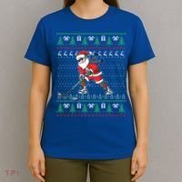 Funny Santa Ice Hockey Player Ugly Sweater Christmas Hockey Gift T-Shirt thumb 4