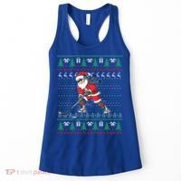 Funny Santa Ice Hockey Player Ugly Sweater Christmas Hockey Gift Women's Tank Top thumb 0