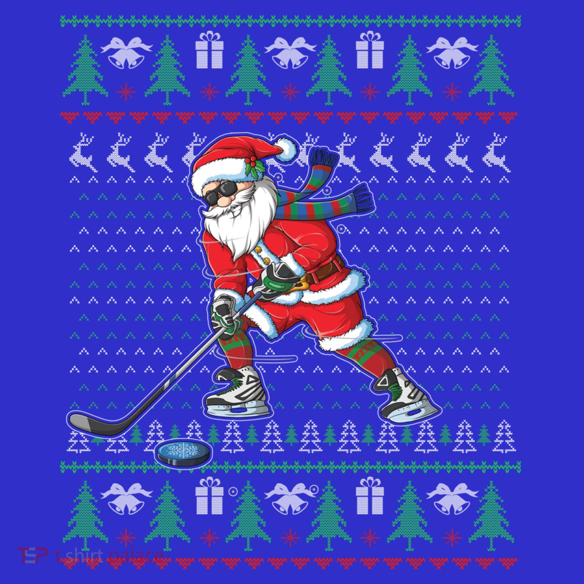 Funny Santa Ice Hockey Player Ugly Sweater Christmas Hockey Gift Women's Tank Top