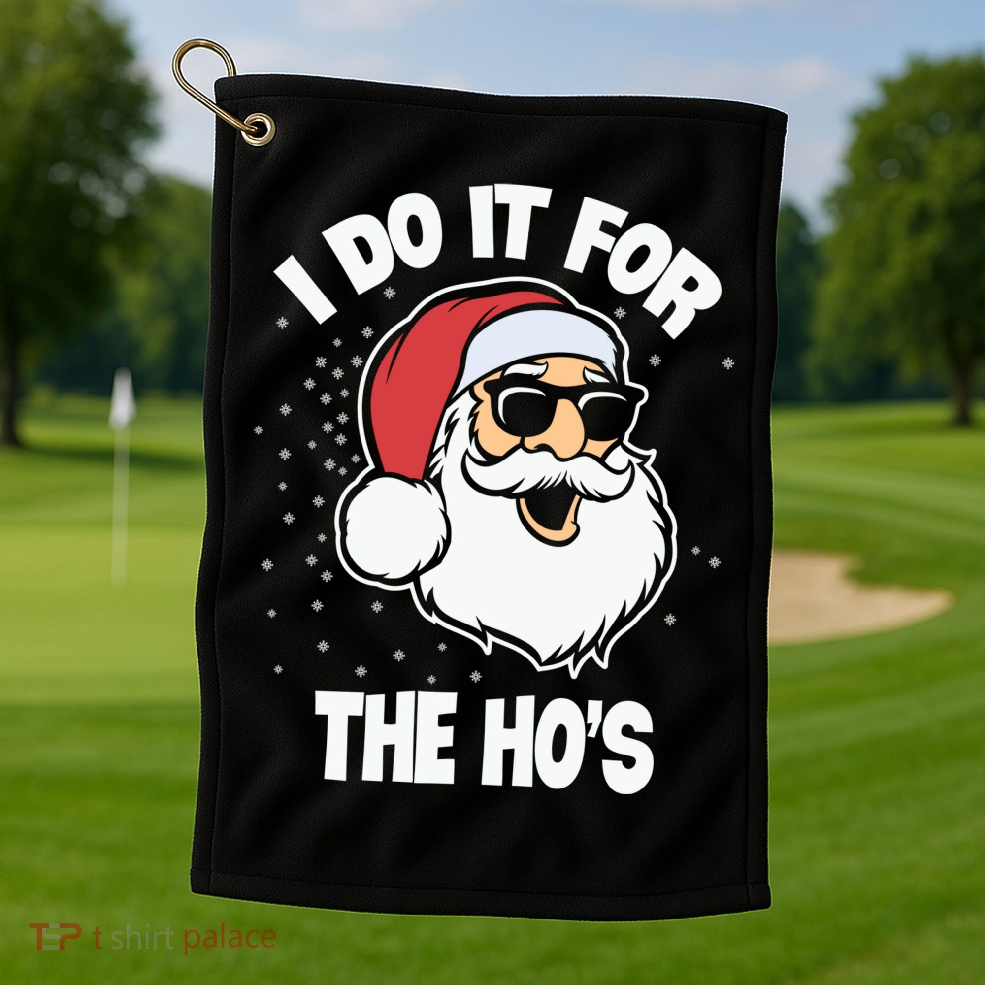 Funny Santa I Do It For The Hos Meaningful Gift Golf Towel