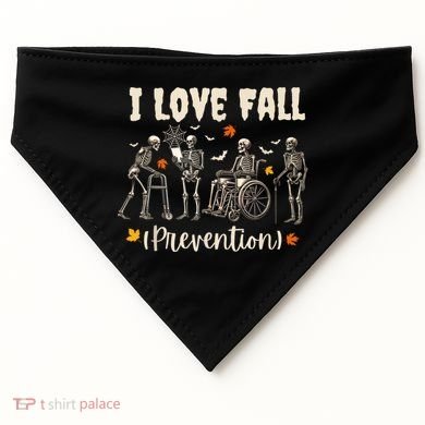Funny Skeleton I Love Fall Prevention Fall Physical Therapy USA-Made Doggie Bandana