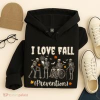 Funny Skeleton I Love Fall Prevention Fall Physical Therapy Hoodie thumb 4