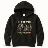 Funny Skeleton I Love Fall Prevention Fall Physical Therapy Kids Hoodie thumb 0
