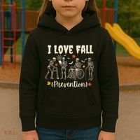 Funny Skeleton I Love Fall Prevention Fall Physical Therapy Kids Hoodie thumb 3