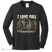 Funny Skeleton I Love Fall Prevention Fall Physical Therapy Kids Long Sleeve Shirt thumb 0