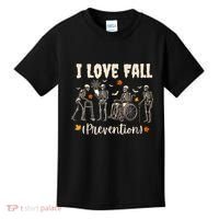 Funny Skeleton I Love Fall Prevention Fall Physical Therapy Kids T-Shirt thumb 0
