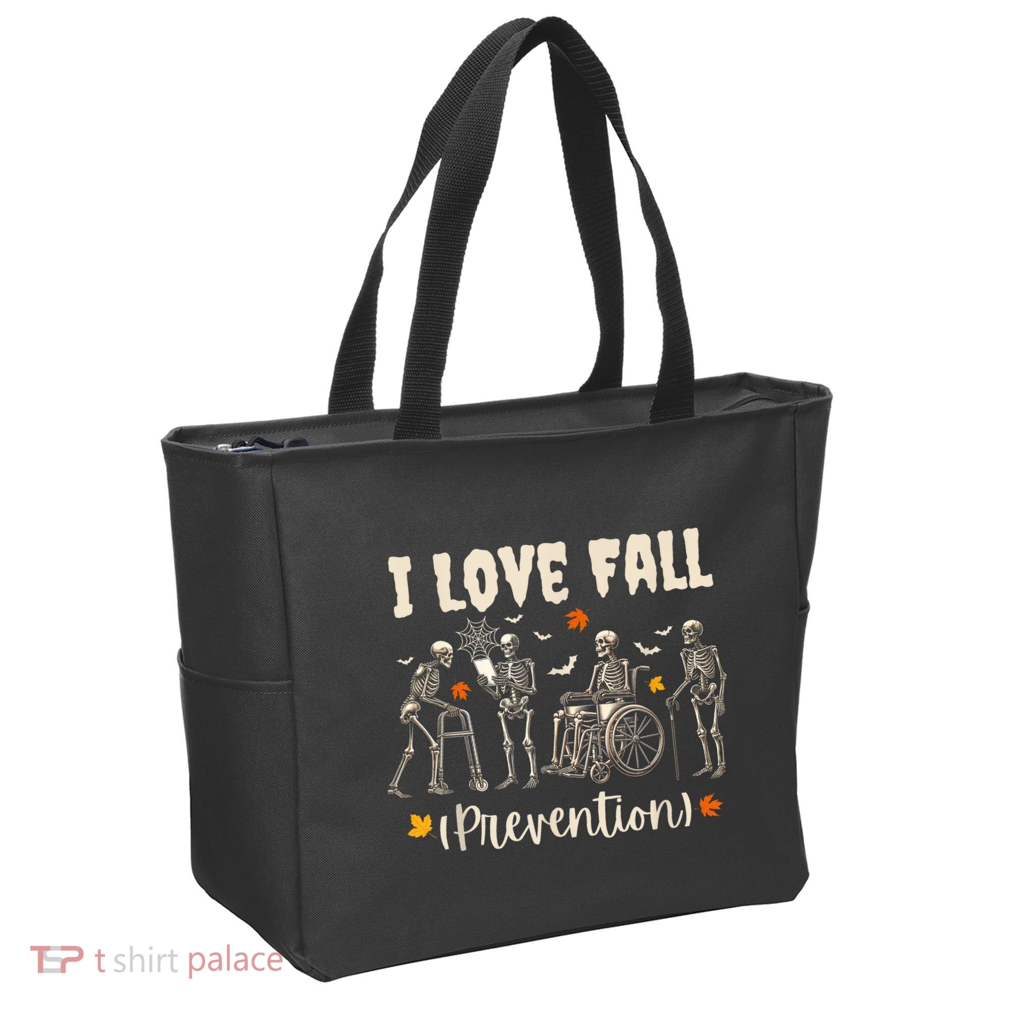 Funny Skeleton I Love Fall Prevention Fall Physical Therapy Tote Bag