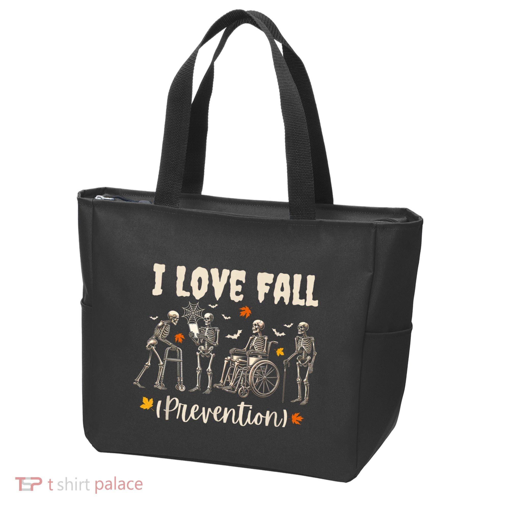 Funny Skeleton I Love Fall Prevention Fall Physical Therapy Tote Bag