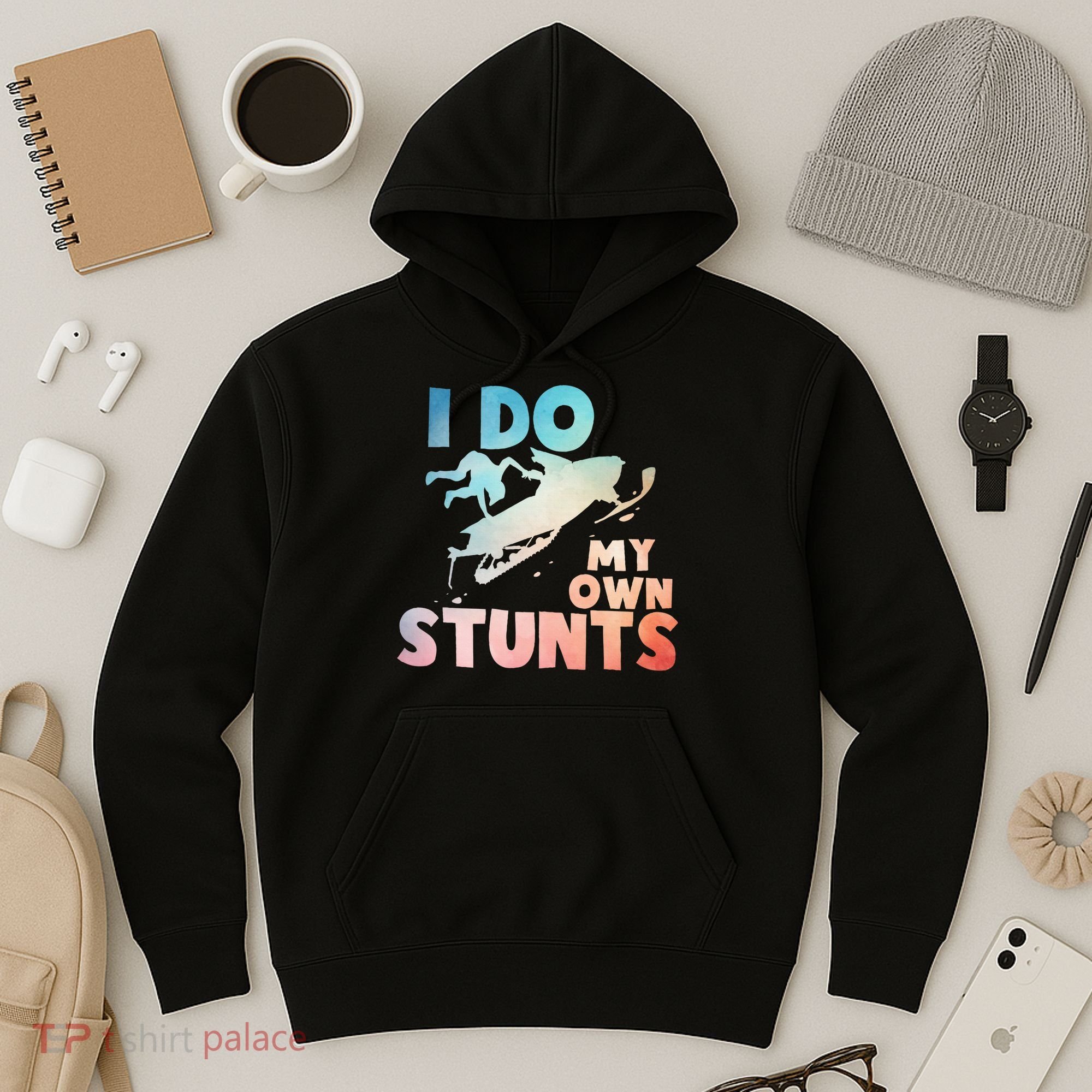 Funny Snowmobile  i do my own stunts  Art For Snow Mobile  Hoodie