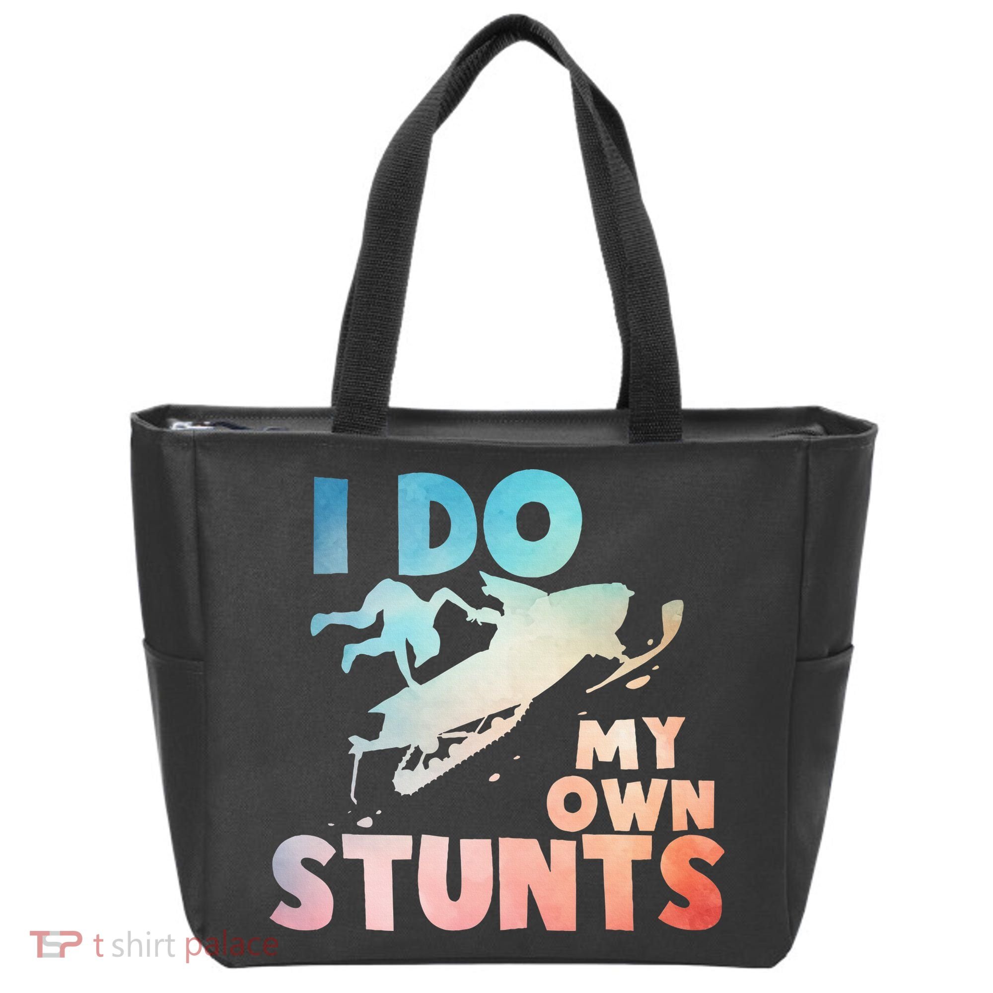 Funny Snowmobile  i do my own stunts  Art For Snow Mobile  Tote Bag