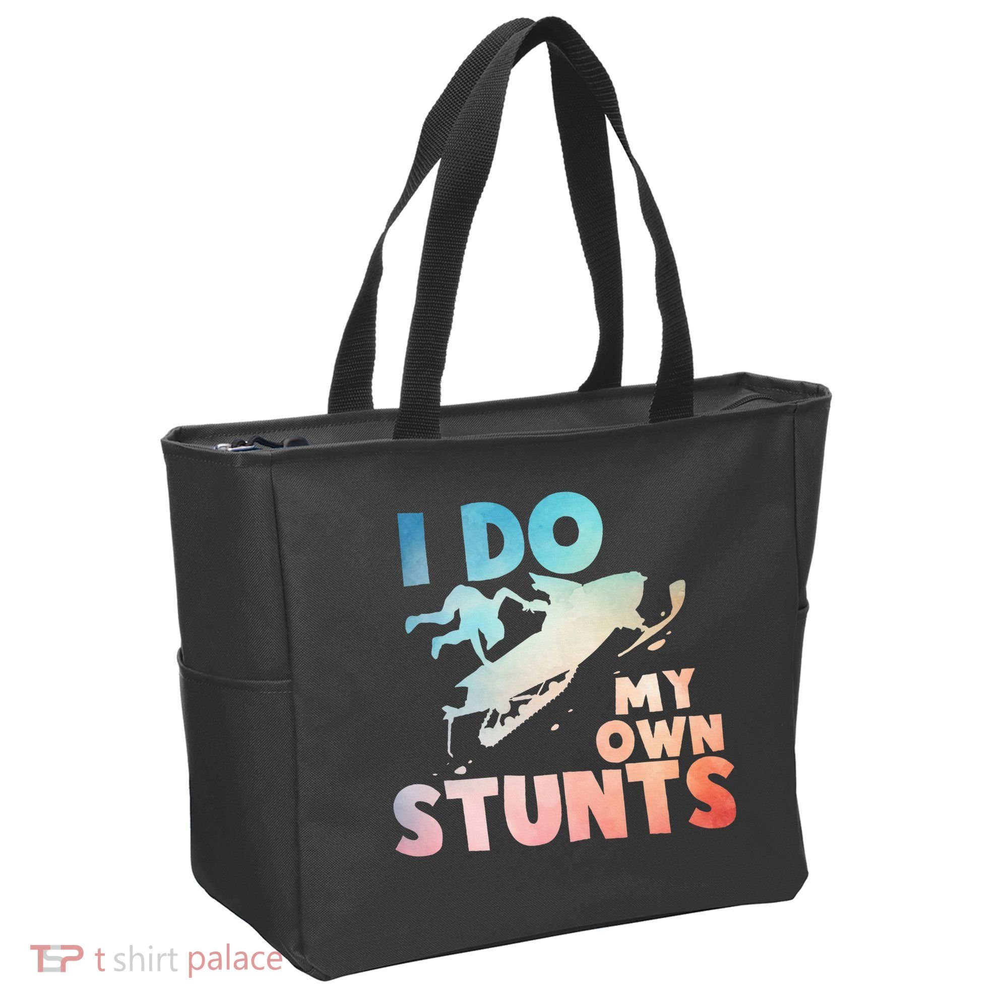 Funny Snowmobile  i do my own stunts  Art For Snow Mobile  Tote Bag