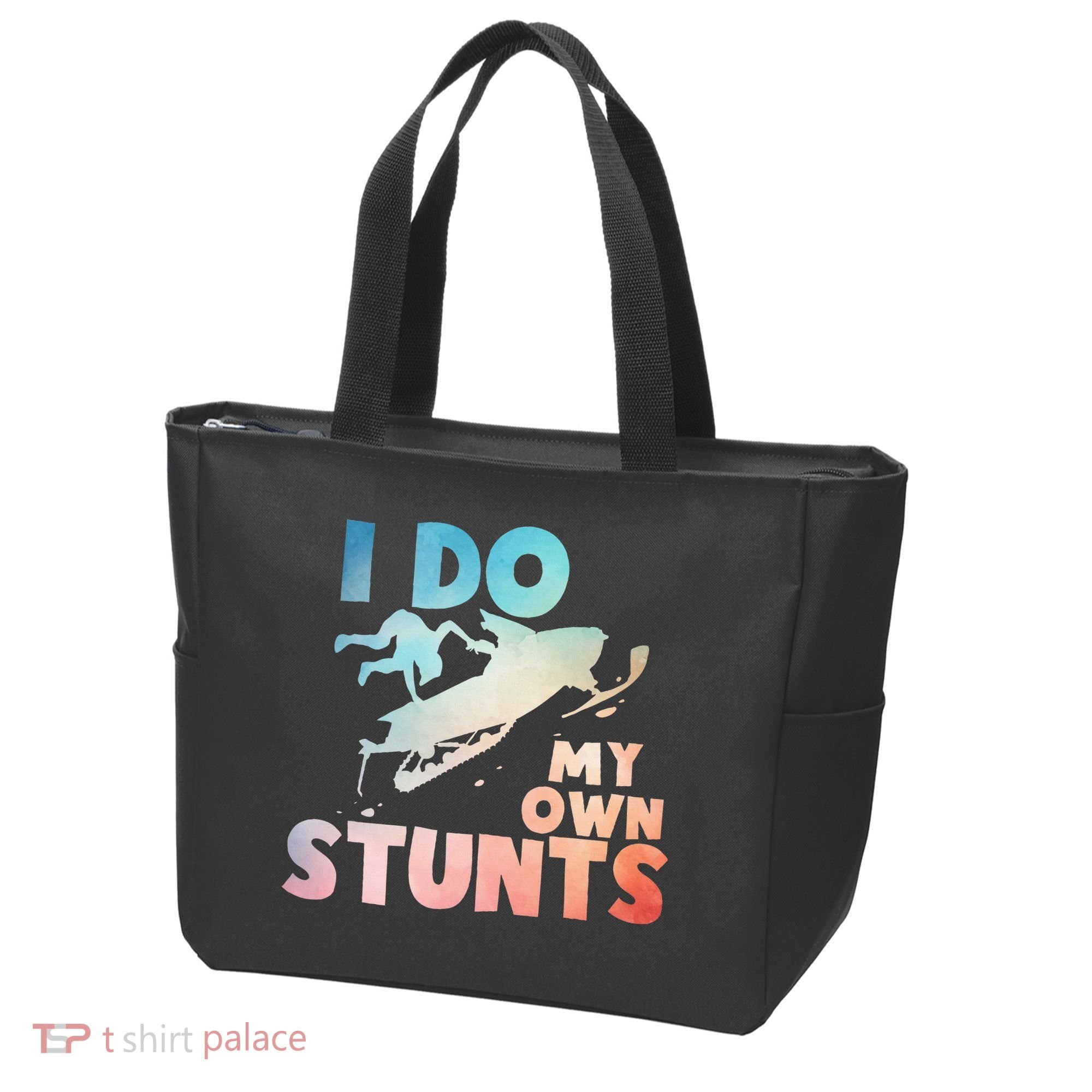 Funny Snowmobile  i do my own stunts  Art For Snow Mobile  Tote Bag