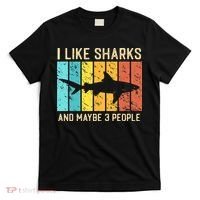 Funny Shark I Like Shark And Maybe 3 People Retro Vintage T-Shirt thumb 0