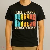 Funny Shark I Like Shark And Maybe 3 People Retro Vintage T-Shirt thumb 3