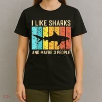 Funny Shark I Like Shark And Maybe 3 People Retro Vintage T-Shirt thumb 4