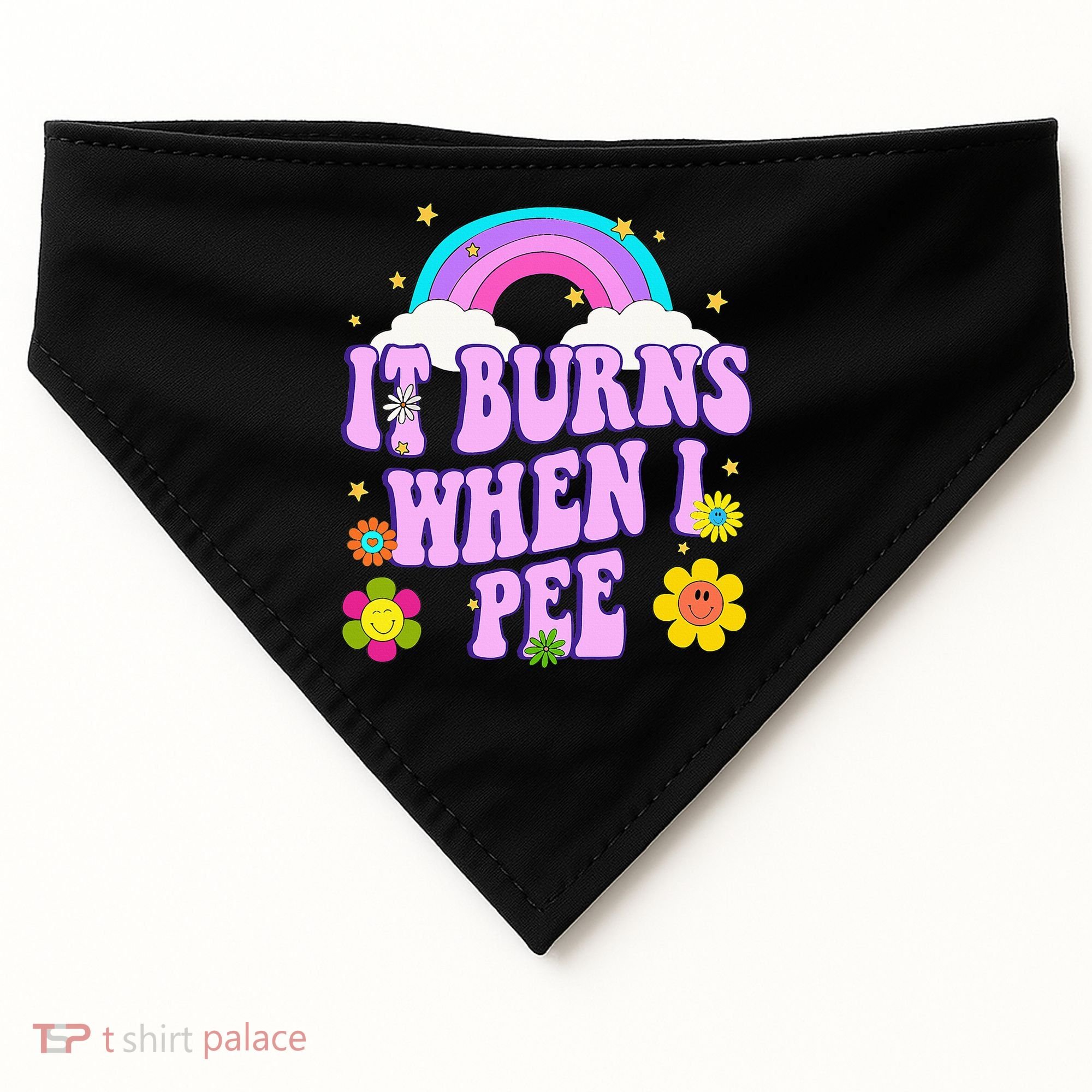 Funny Sarcastic Ironic It Burns When I Pee Inappropriate USA-Made Doggie Bandana