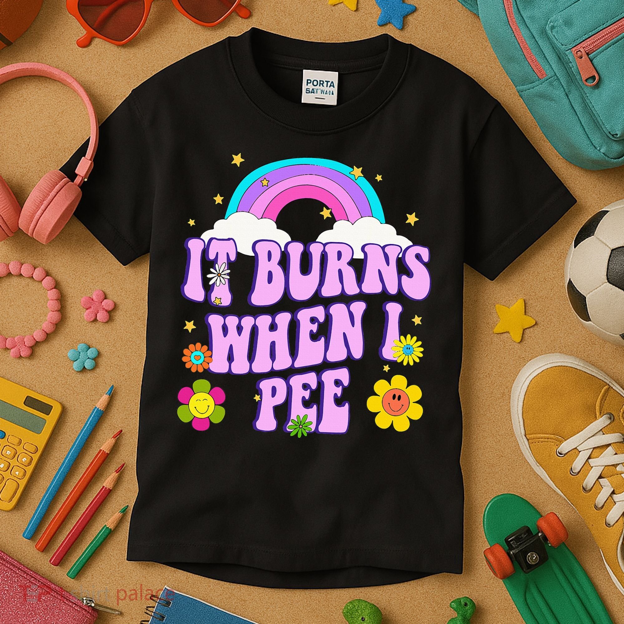 Funny Sarcastic Ironic It Burns When I Pee Inappropriate Kids T-Shirt