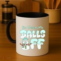 Funny Snowman I Am Freezing My Balls Off Coffee Mug thumb 4